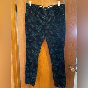 Anthropologie Pilcro Velvet Floral Script Pants